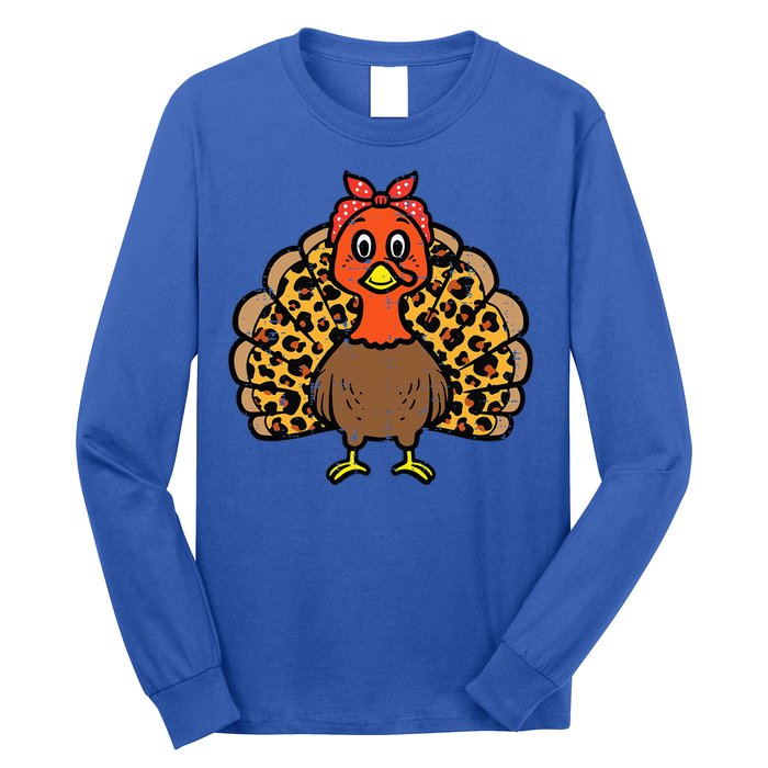 Happy Thanksgiving Turkey Bandana Fall Mom Long Sleeve Shirt