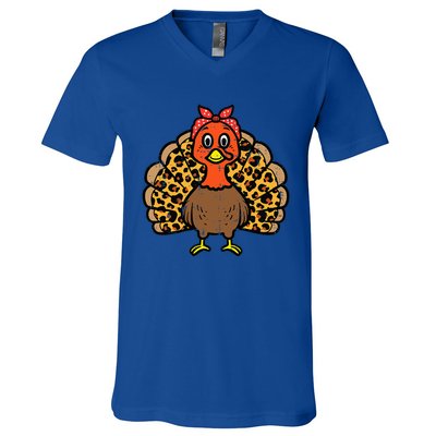 Happy Thanksgiving Turkey Bandana Fall Mom V-Neck T-Shirt