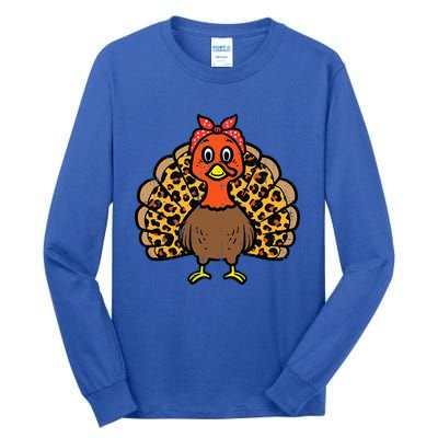 Happy Thanksgiving Turkey Bandana Fall Mom Tall Long Sleeve T-Shirt