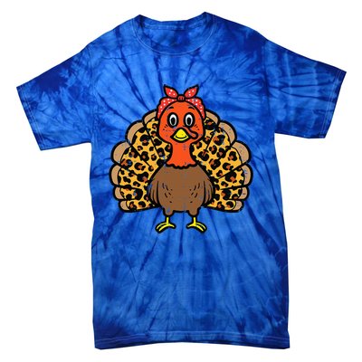 Happy Thanksgiving Turkey Bandana Fall Mom Tie-Dye T-Shirt