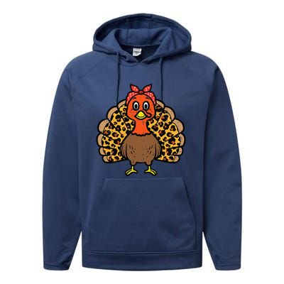 Happy Thanksgiving Turkey Bandana Fall Mom Performance Fleece Hoodie