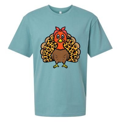 Happy Thanksgiving Turkey Bandana Fall Mom Sueded Cloud Jersey T-Shirt