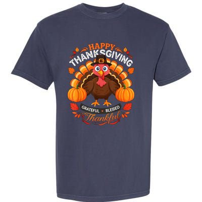 Happy Thanksgiving Turkey Grateful Blessed Grateful Garment-Dyed Heavyweight T-Shirt