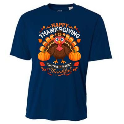 Happy Thanksgiving Turkey Grateful Blessed Grateful Cooling Performance Crew T-Shirt