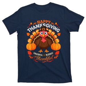 Happy Thanksgiving Turkey Grateful Blessed Grateful T-Shirt