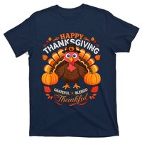 Happy Thanksgiving Turkey Grateful Blessed Grateful T-Shirt