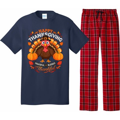 Happy Thanksgiving Turkey Grateful Blessed Grateful Pajama Set