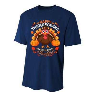 Happy Thanksgiving Turkey Grateful Blessed Grateful Performance Sprint T-Shirt