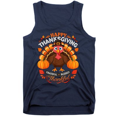 Happy Thanksgiving Turkey Grateful Blessed Grateful Tank Top