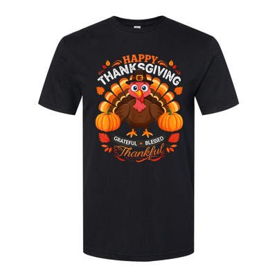 Happy Thanksgiving Turkey Grateful Blessed Grateful Softstyle CVC T-Shirt