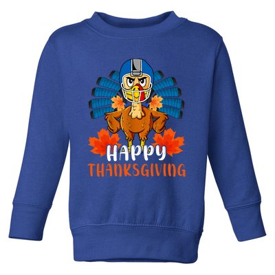 Happy Thanksgiving Turkey Playing Hockey Team Givethanks Day Gift Toddler Sweatshirt