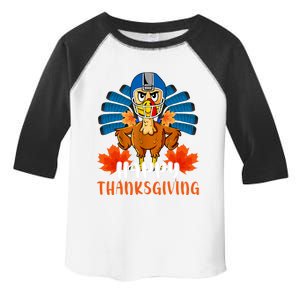 Happy Thanksgiving Turkey Playing Hockey Team Givethanks Day Gift Toddler Fine Jersey T-Shirt