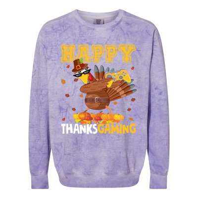 Happy Thanksgaming Thanksgiving Turkey Playing Video Game Gift Colorblast Crewneck Sweatshirt