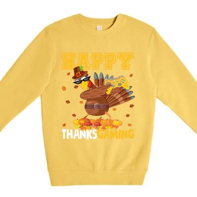 Happy Thanksgaming Thanksgiving Turkey Playing Video Game Gift Premium Crewneck Sweatshirt