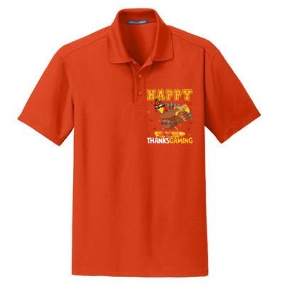 Happy Thanksgaming Thanksgiving Turkey Playing Video Game Gift Dry Zone Grid Polo