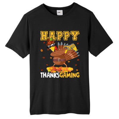 Happy Thanksgaming Thanksgiving Turkey Playing Video Game Gift Tall Fusion ChromaSoft Performance T-Shirt