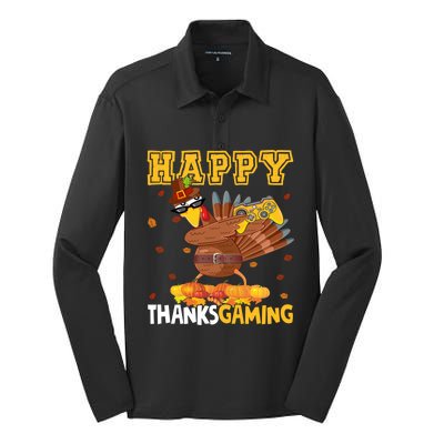 Happy Thanksgaming Thanksgiving Turkey Playing Video Game Gift Silk Touch Performance Long Sleeve Polo