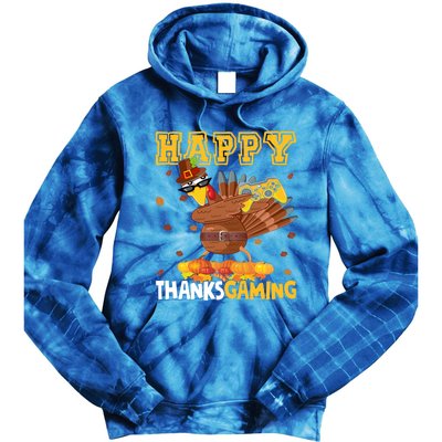 Happy Thanksgaming Thanksgiving Turkey Playing Video Game Gift Tie Dye Hoodie