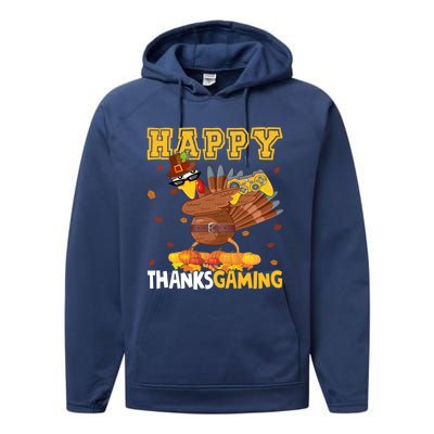 Happy Thanksgaming Thanksgiving Turkey Playing Video Game Gift Performance Fleece Hoodie