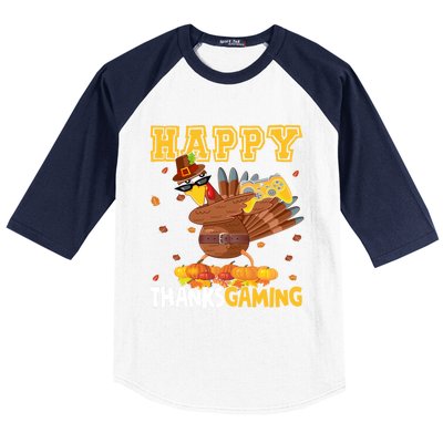 Happy Thanksgaming Thanksgiving Turkey Playing Video Game Gift Baseball Sleeve Shirt