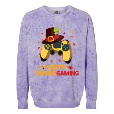 Happy Thanksgaming Thanksgiving Video Game Controller Gift Colorblast Crewneck Sweatshirt