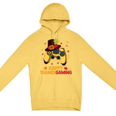 Happy Thanksgaming Thanksgiving Video Game Controller Gift Premium Pullover Hoodie