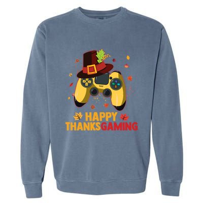 Happy Thanksgaming Thanksgiving Video Game Controller Gift Garment-Dyed Sweatshirt