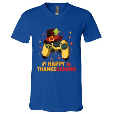 Happy Thanksgaming Thanksgiving Video Game Controller Gift V-Neck T-Shirt