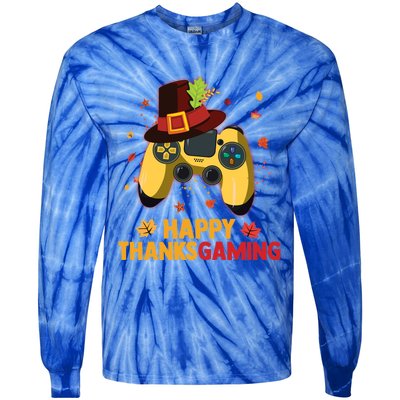 Happy Thanksgaming Thanksgiving Video Game Controller Gift Tie-Dye Long Sleeve Shirt