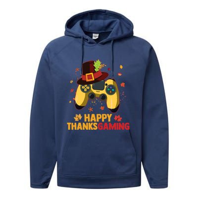 Happy Thanksgaming Thanksgiving Video Game Controller Gift Performance Fleece Hoodie