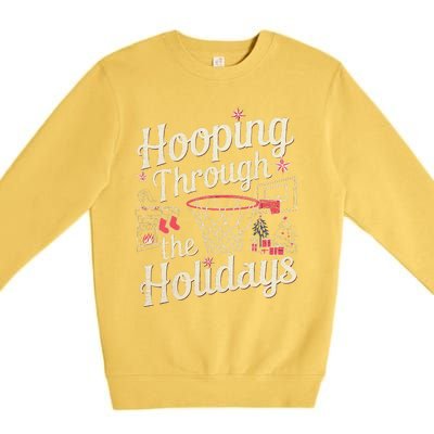 Hooping Through The Holidays Basketball Hoop Christmas Tree Premium Crewneck Sweatshirt