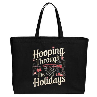 Hooping Through The Holidays Basketball Hoop Christmas Tree Cotton Canvas Jumbo Tote