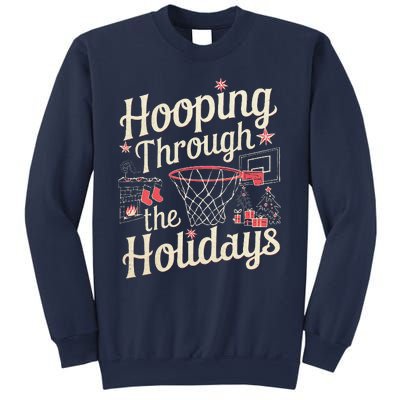 Hooping Through The Holidays Basketball Hoop Christmas Tree Sweatshirt