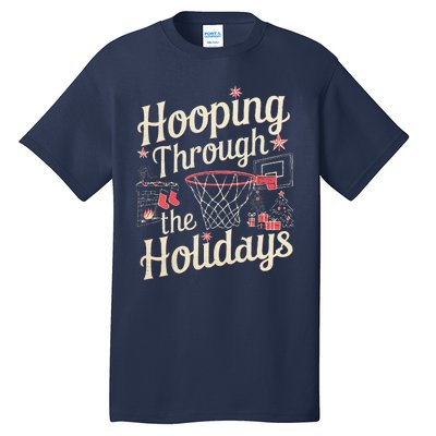 Hooping Through The Holidays Basketball Hoop Christmas Tree Tall T-Shirt