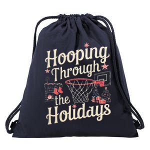 Hooping Through The Holidays Basketball Hoop Christmas Tree Drawstring Bag