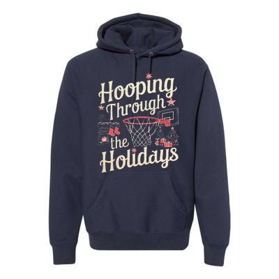 Hooping Through The Holidays Basketball Hoop Christmas Tree Premium Hoodie