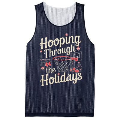 Hooping Through The Holidays Basketball Hoop Christmas Tree Mesh Reversible Basketball Jersey Tank