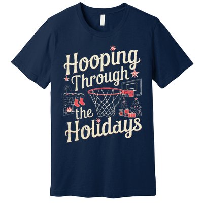 Hooping Through The Holidays Basketball Hoop Christmas Tree Premium T-Shirt