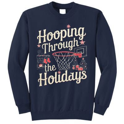 Hooping Through The Holidays Basketball Hoop Christmas Tree Tall Sweatshirt