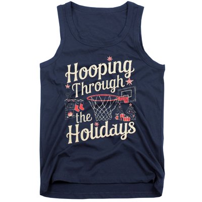 Hooping Through The Holidays Basketball Hoop Christmas Tree Tank Top