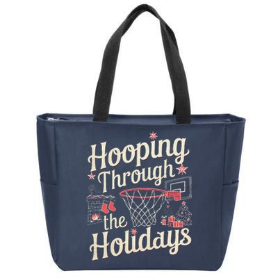 Hooping Through The Holidays Basketball Hoop Christmas Tree Zip Tote Bag