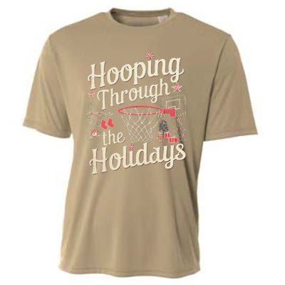 Hooping Through The Holidays Basketball Hoop Christmas Tree Cooling Performance Crew T-Shirt