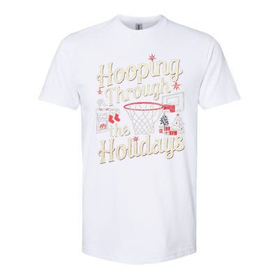 Hooping Through The Holidays Basketball Hoop Christmas Tree Softstyle® CVC T-Shirt