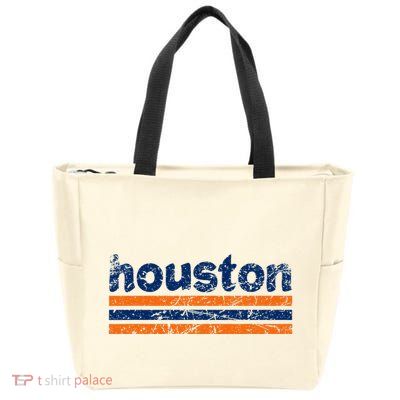 Houston Texas Three Stripe Vintage Weathered Zip Tote Bag