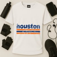 Houston Texas Three Stripe Vintage Weathered Performance Shirt