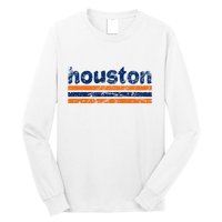 Houston Texas Three Stripe Vintage Weathered Long Sleeve Shirt