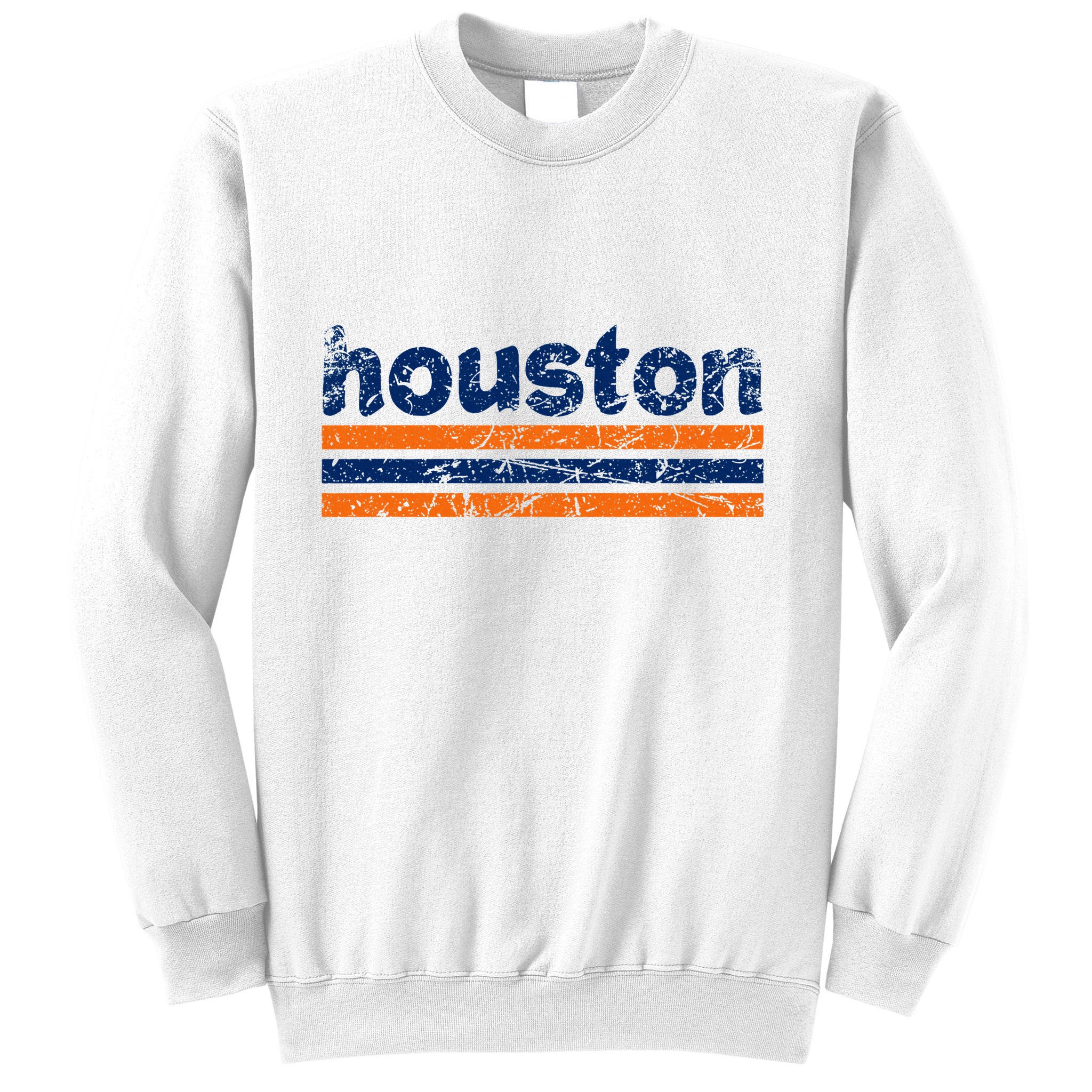Houston Texas Three Stripe Vintage Weathered Sweatshirt