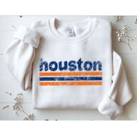 Houston Texas Three Stripe Vintage Weathered Sweatshirt