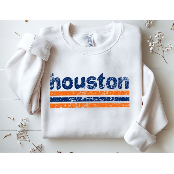 Houston Texas Three Stripe Vintage Weathered Sweatshirt