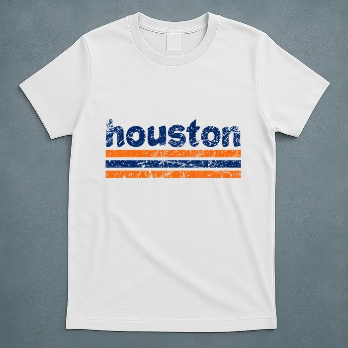 Houston Texas Three Stripe Vintage Weathered T-Shirt
